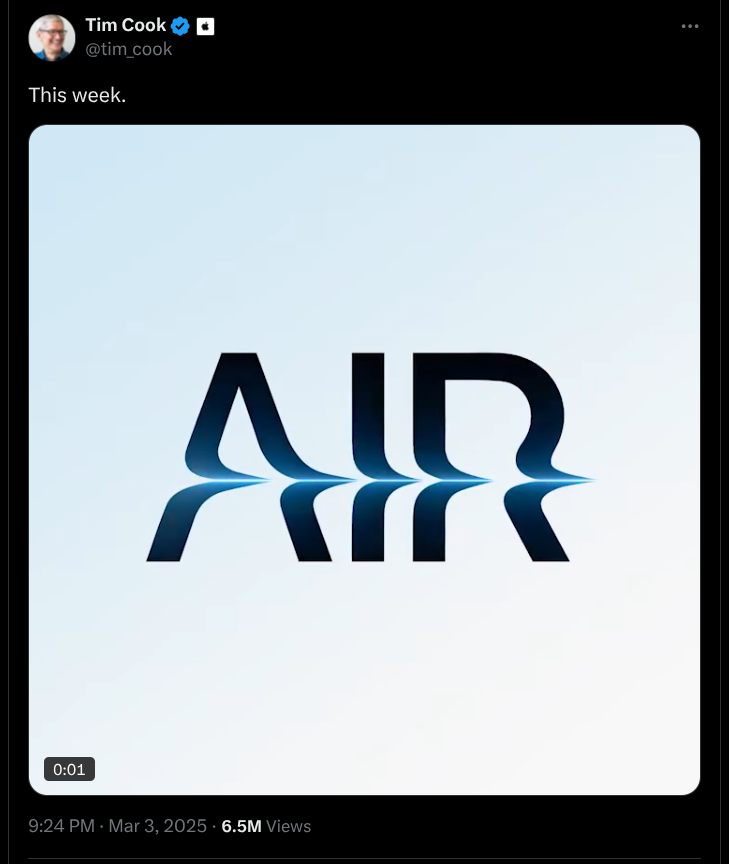 Apple'Air' Product Coming This Week - X Update
