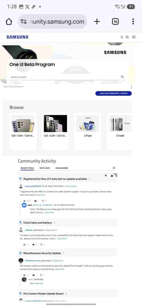 Galaxy S23 Series - One UI 7 Beta Community Page in US - Image