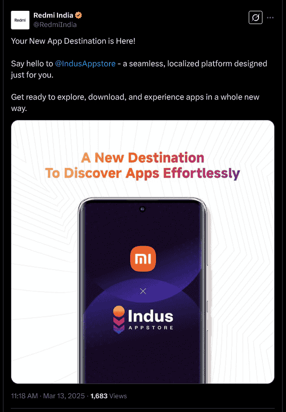 Indus Appstore Now on Xiaomi Phones - X Post