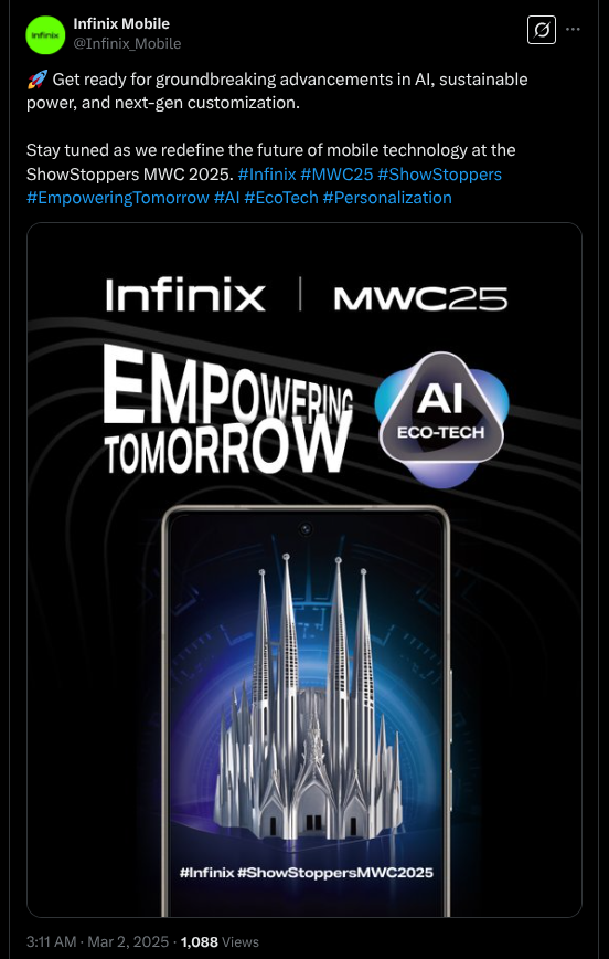 Infinix at MWC 2025 - X Post