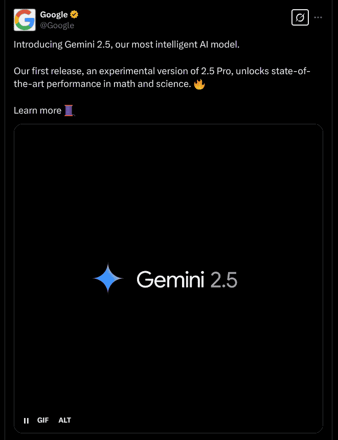 Introducing Gemini 2.5 - X Post