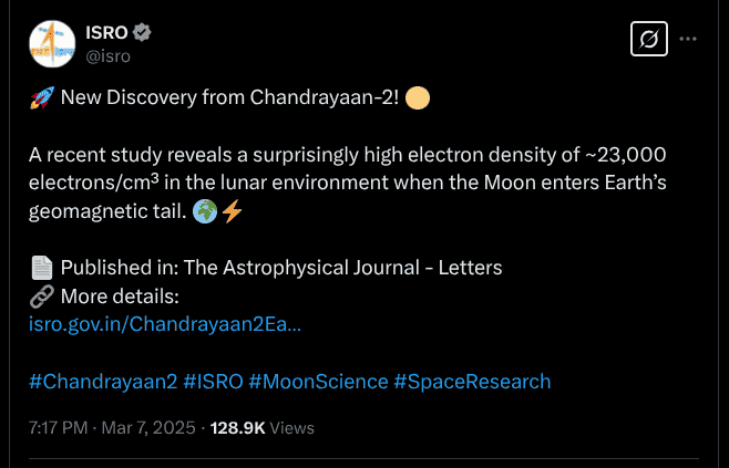 New Discovery from Chandrayaan-2 - X Post