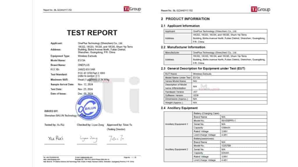 OnePlus 'E513A' Earbuds - FCC Listing (1)