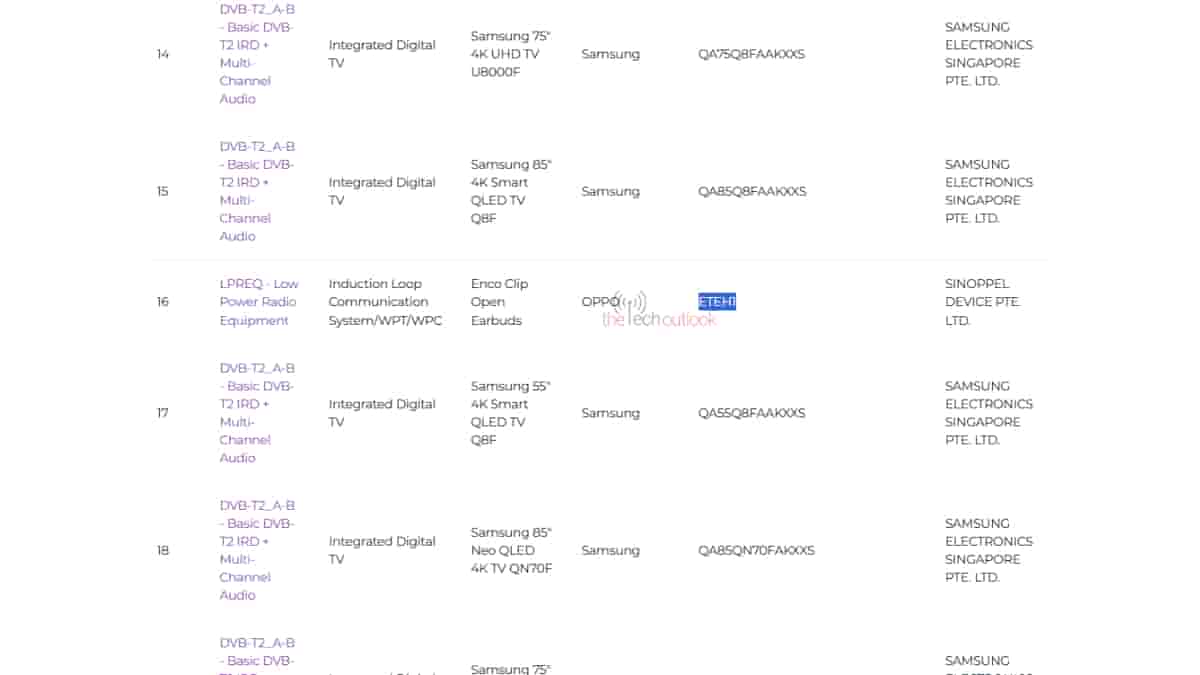 OPPO'ETEH1' - OPPO Enco Clip Open Earbuds - IMDA Certification