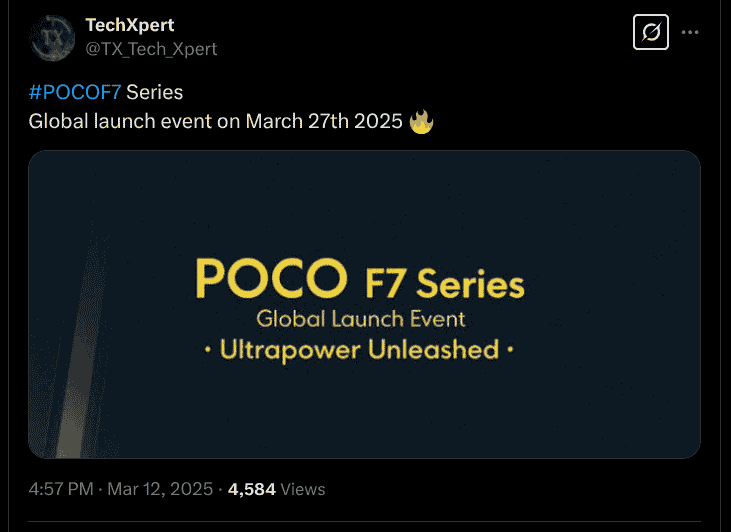 POCO F7 Series - Global Launch Event Leaked Poster - X Post