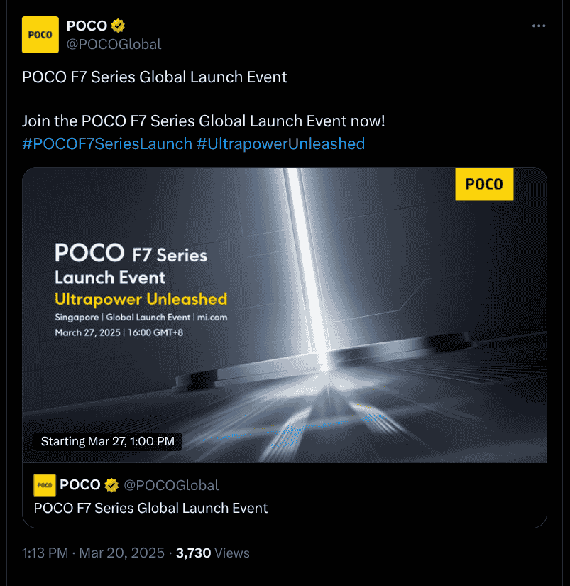POCO F7 Series - Global Launch Event - X Post