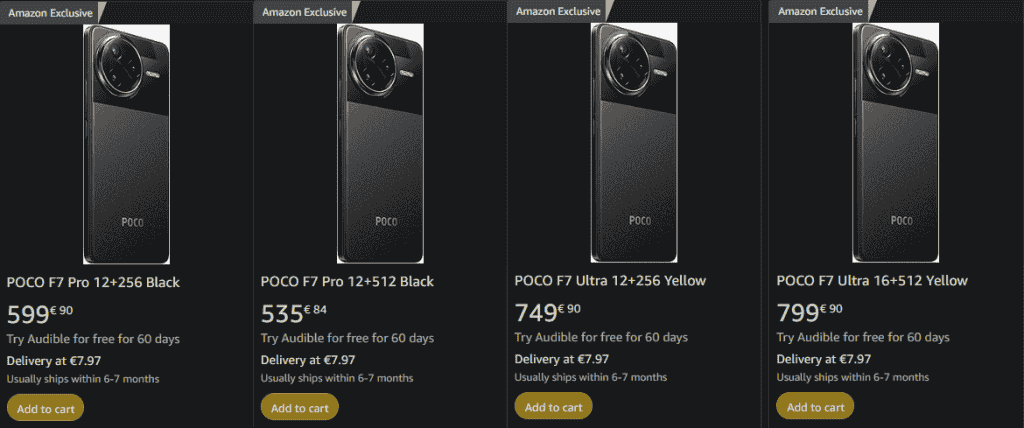 POCO F7 Series - Listed on Amazon