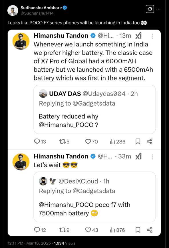 POCO F7 Series - Tipped to Launch in India