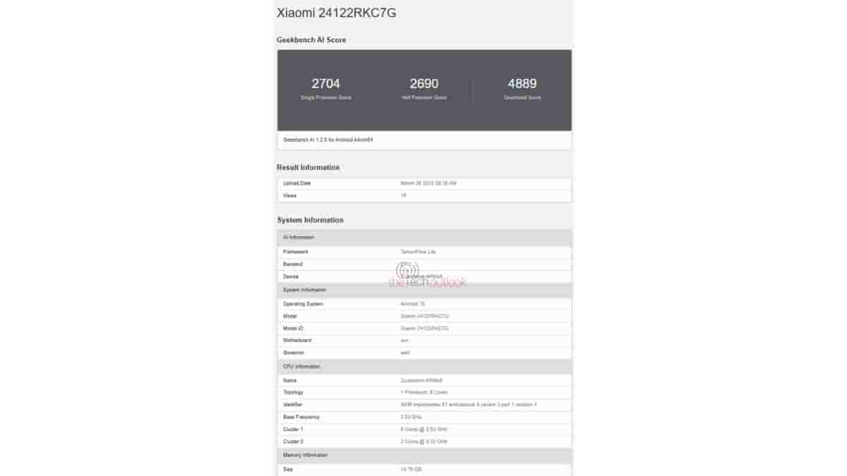Poco F7 Ultra - Geekbench Listing