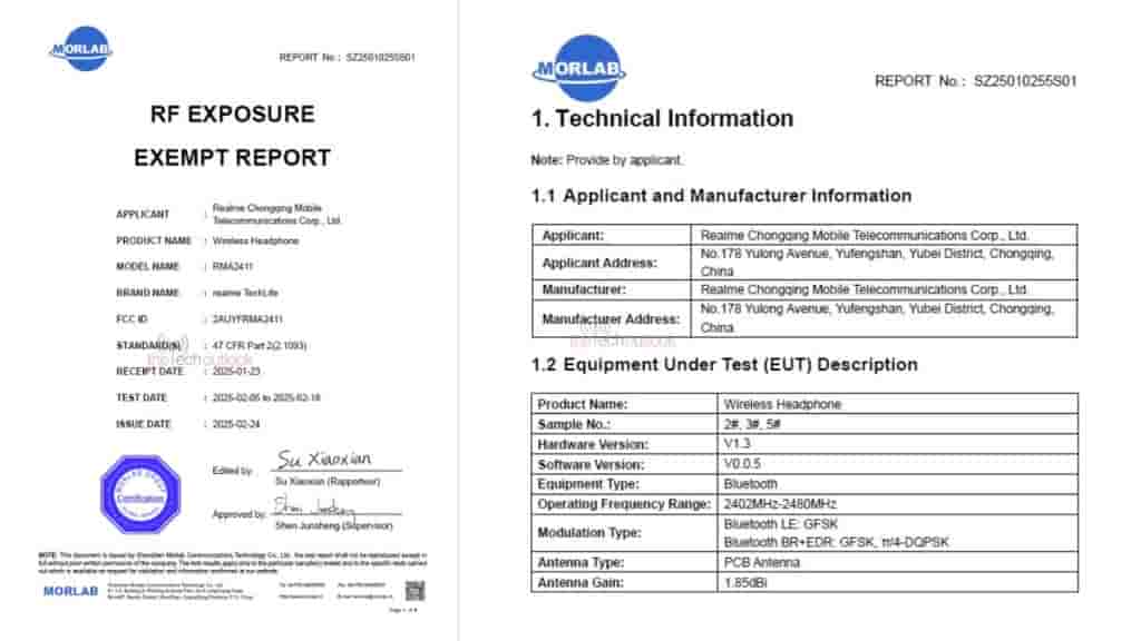 Realme Tech Life Headphones - FCC Certification (1)
