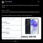 Samsung Galaxy A55 - New One UI 7 Test Build Uploaded - X Post