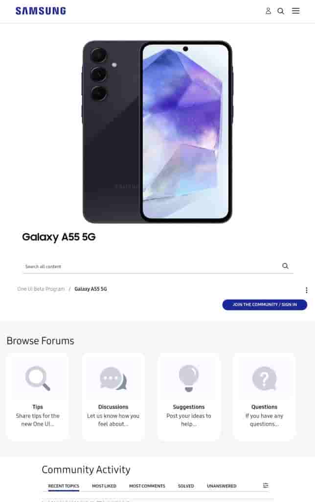 Samsung Galaxy A55 - One UI 7.0 Beta Forum Page