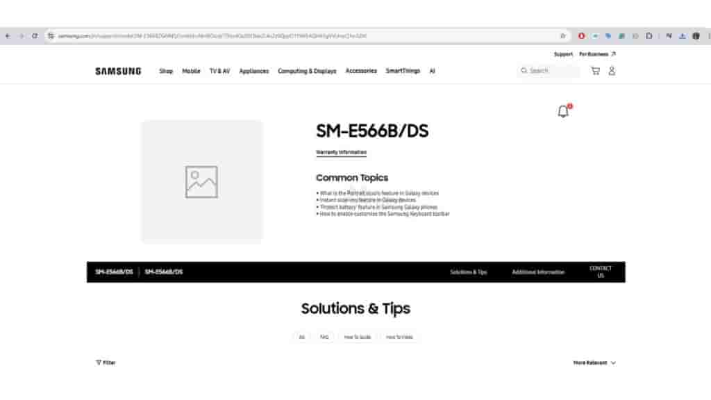 Samsung Galaxy F56 - Indian Support Page