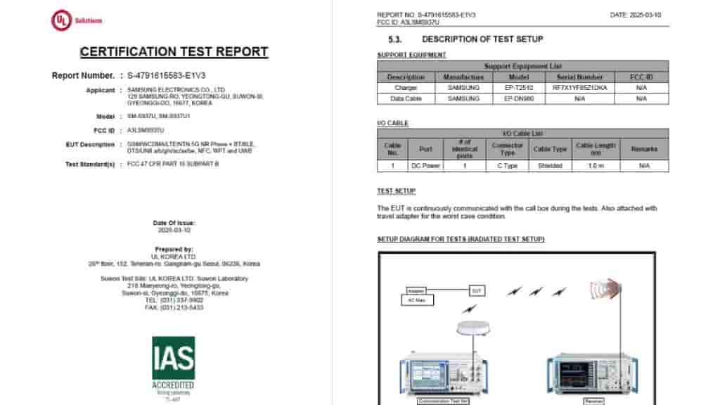 Samsung Galaxy S25 Edge - FCC Certification