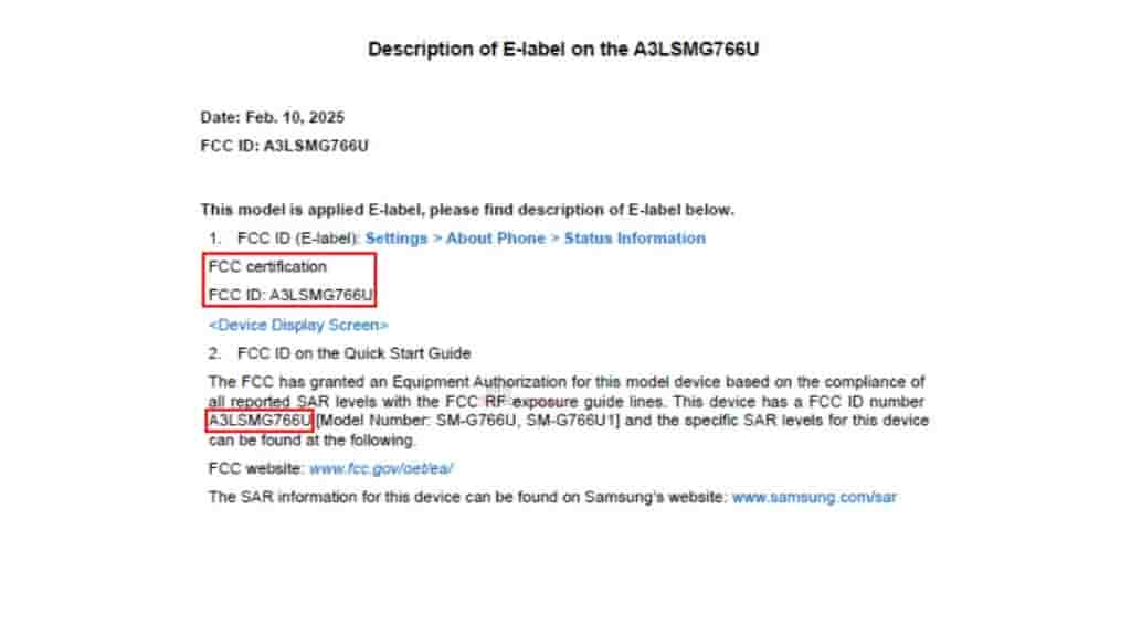 Samsung Galaxy XCover 7 Pro - FCC Listing (1)