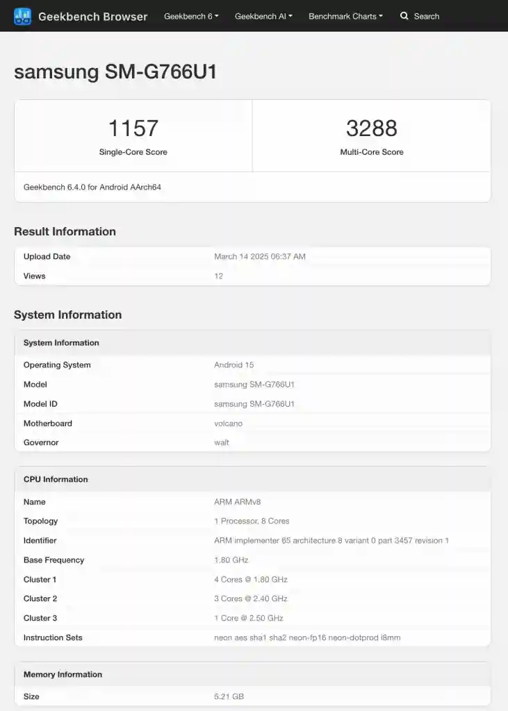 Samsung Galaxy XCover 8 Pro - Geekbench Listing (1)