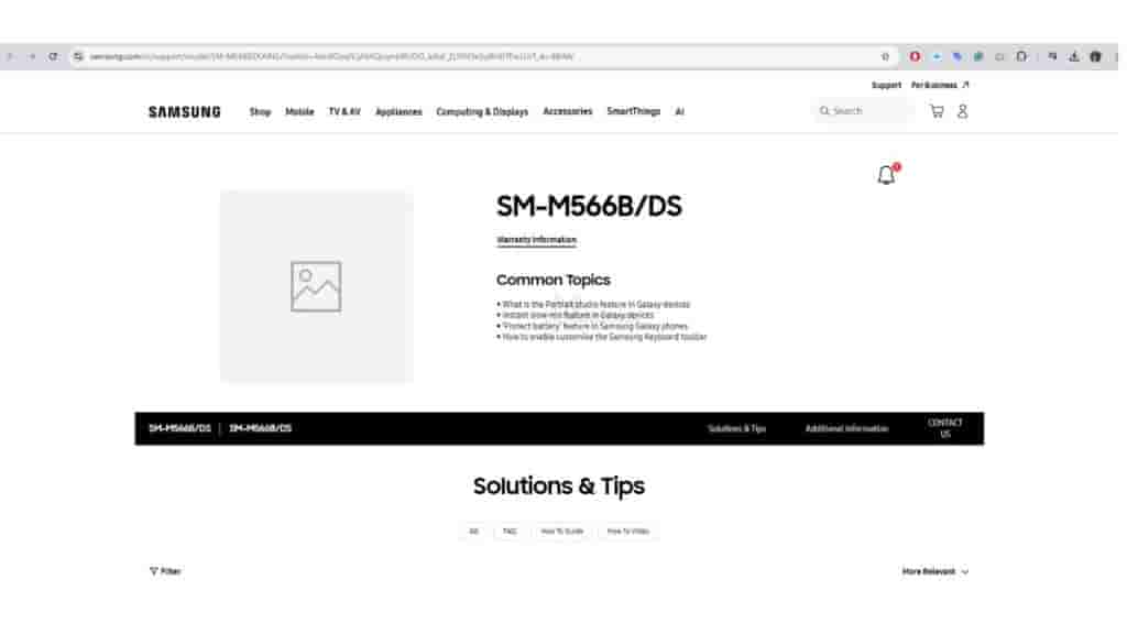 Samsung Galaxy M56 - India Support Page