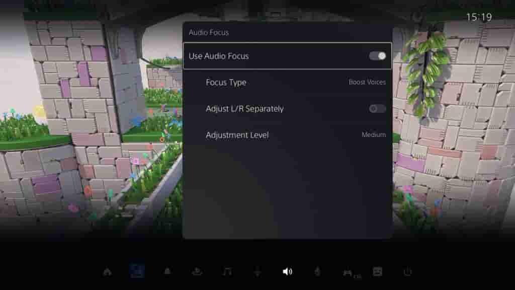 Audio Focus Setting Menu