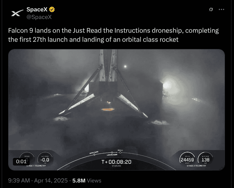 Falcon 9 Lands - X Post