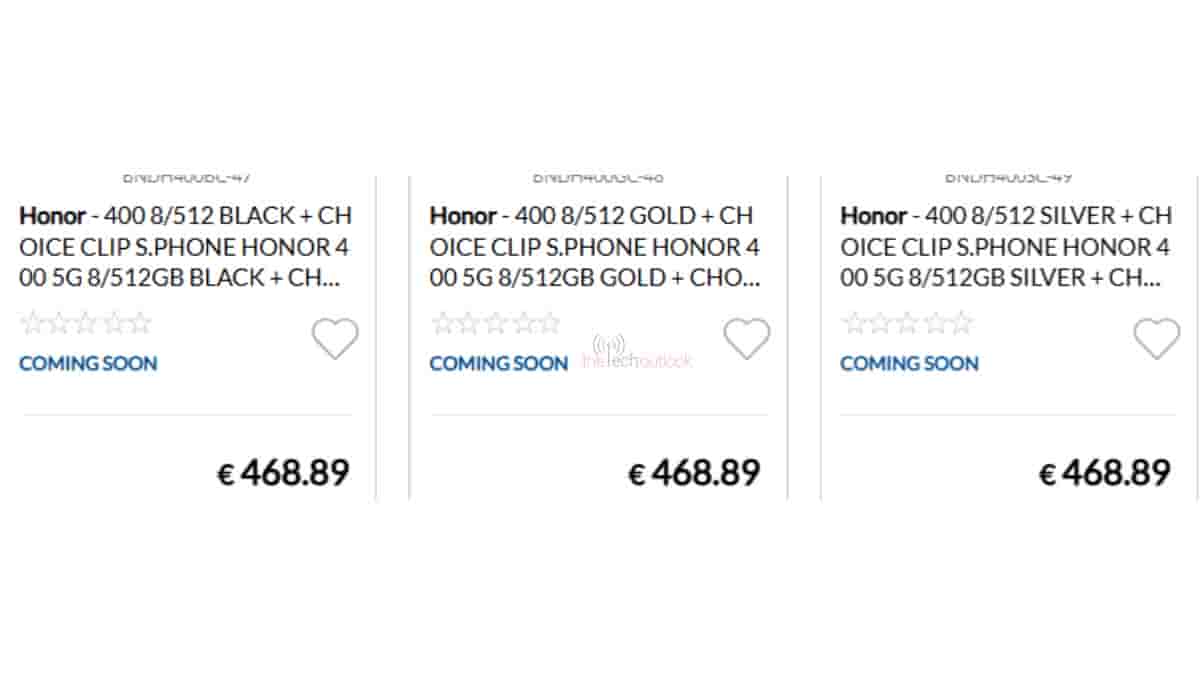 Honor 400 European Pricing, Colour Options, Memory Leaked