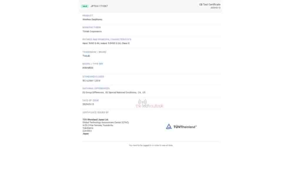 Honor Choice Buds S8 - TUV Rheinland Certification