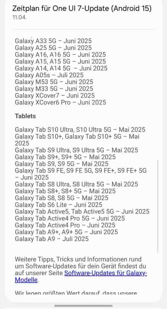 Official One UI 7 Rollout Schedule in Germany - Revealed (2)
