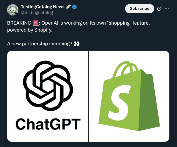 OpenAI x Shopify - X Update