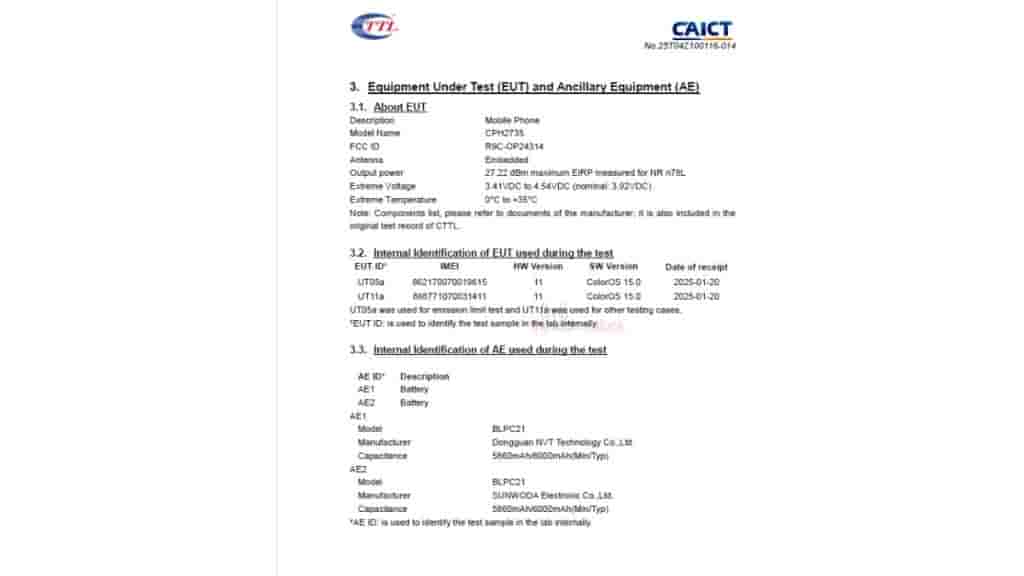 OPPO A5 5G (Global Model) - FCC Certification (2)
