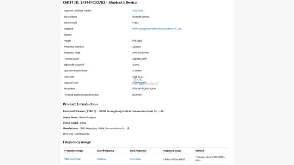 OPPO Enco Buds 3 - CMIIT Certification