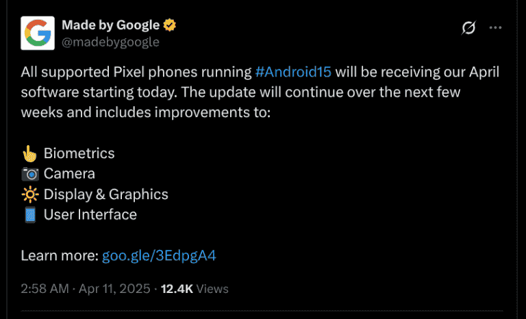 Google Starts Rolling Out the April 2025 Software Update for its Pixel ...