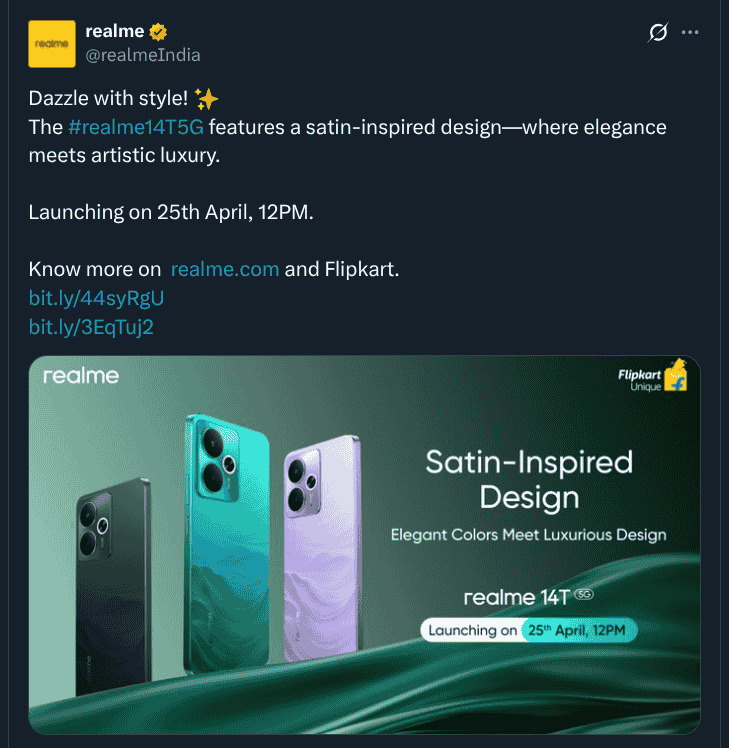 Realme 14T 5G - Launching on 25th April 2025