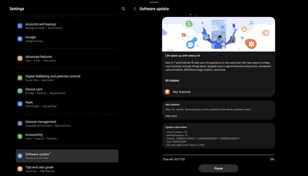 Samsung Galaxy Tab S10 Ultra - One UI 7 Official Update in India