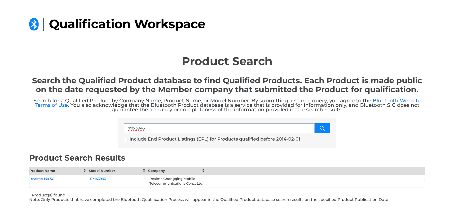 Realme 14x 5G (RMX3943) - Bluetooth SIG Listing