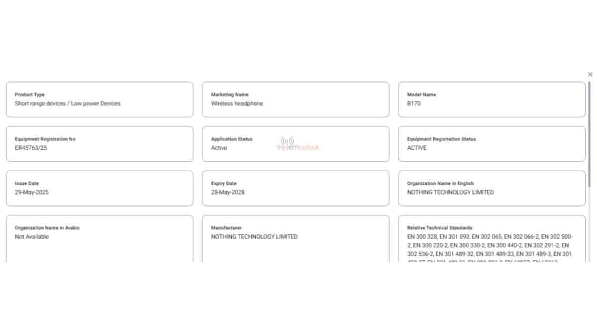 New Nothing Headphones - TDRA Certification