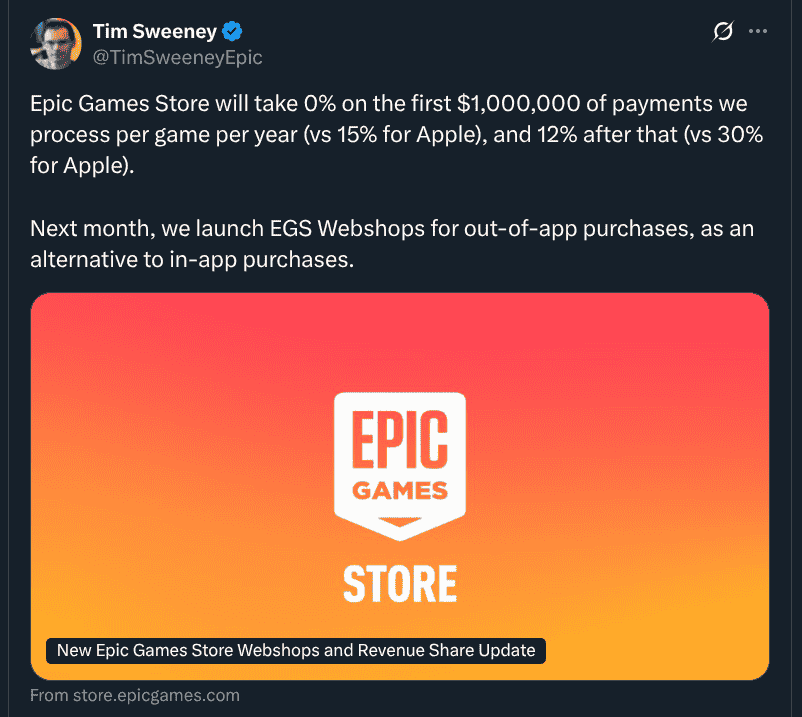 Epic Games - New X Post