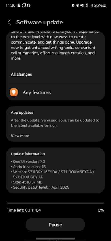 Galaxy S23 FE - One UI 7 Update in Europe