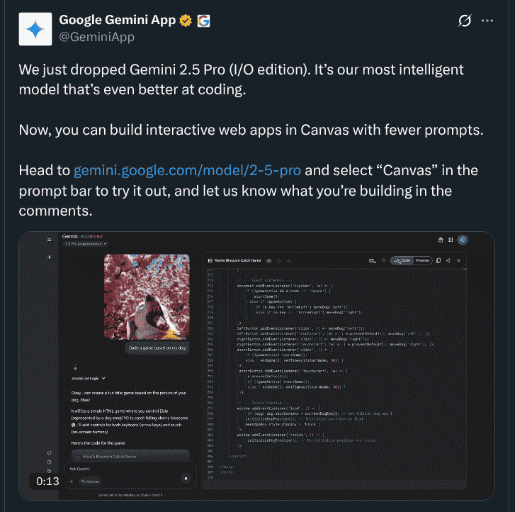 Gemini 2.5 Pro - X Post