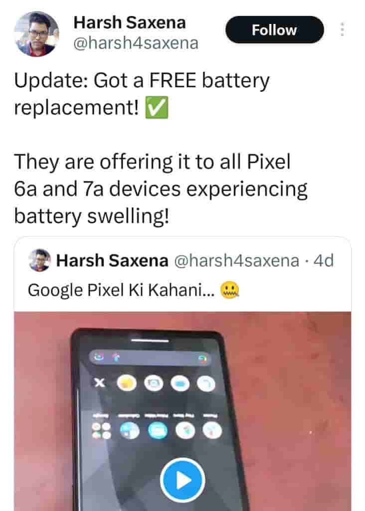 Google Offers Free Battery Replacement for Pixel 6a and Pixel 7a Indian Users Facing Battery Swelling Issues - Image