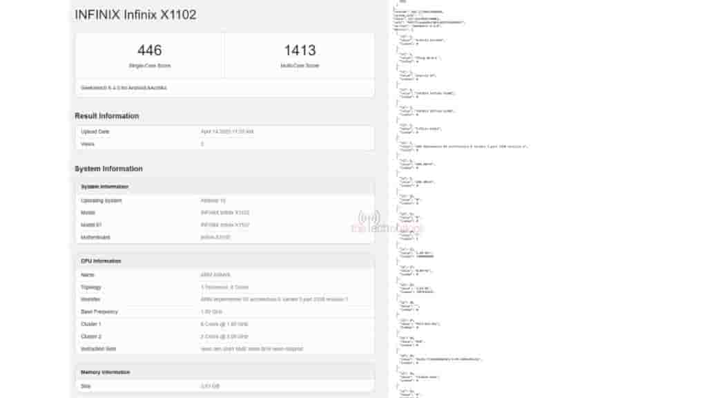Infinix XPAD 20 - Geekbench Listing