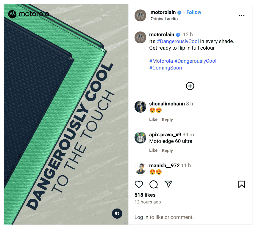 Motorola Razr 60 - Teased in India Via Motorola's Instagram Handle