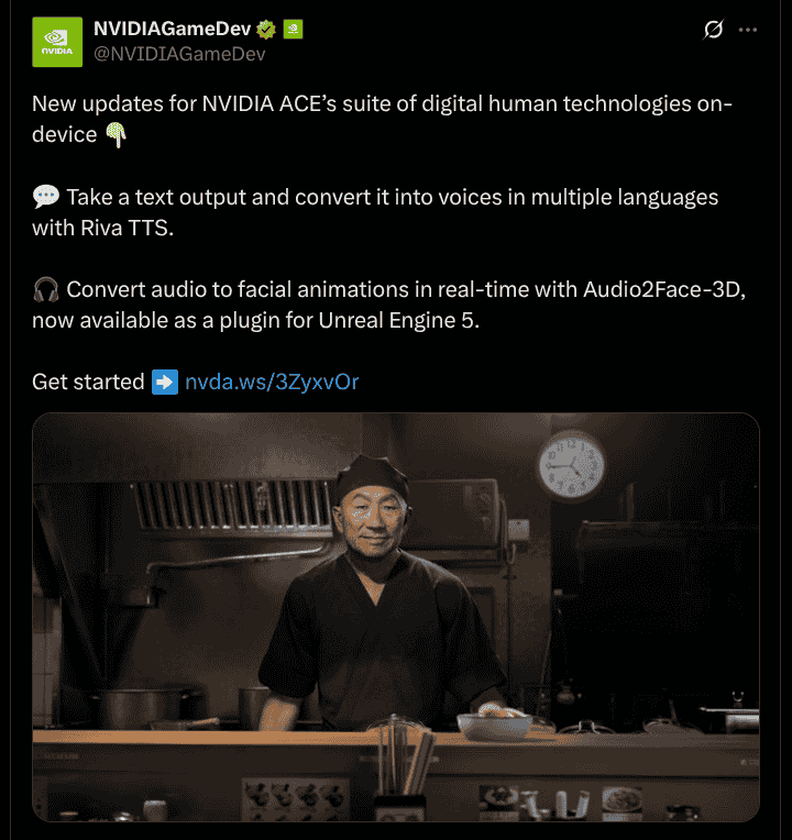 NVIDIA Releases New Updates for ACE - X Post