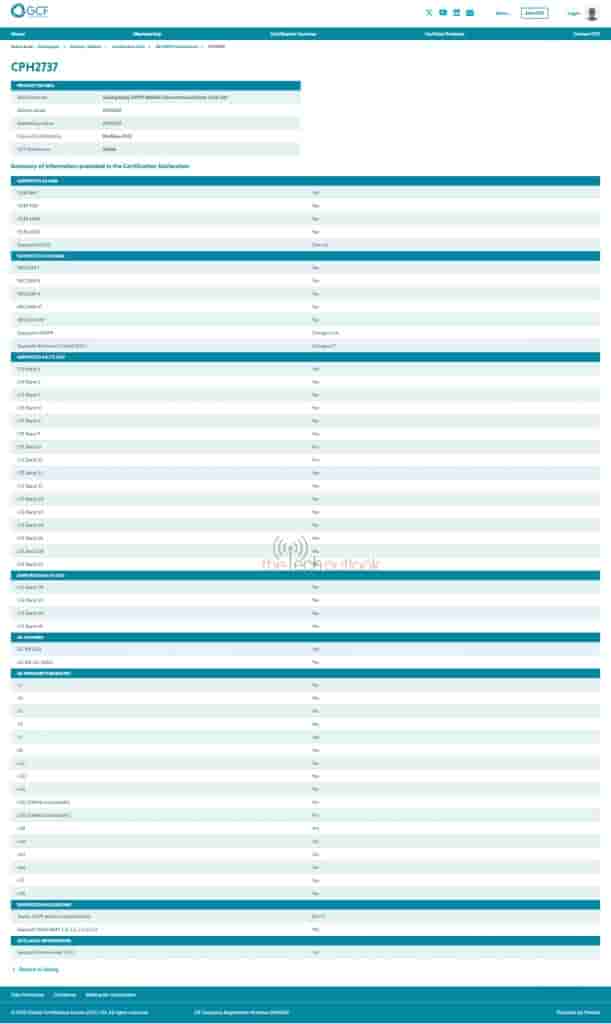 OPPO Reno 14 5G - GCF Certification