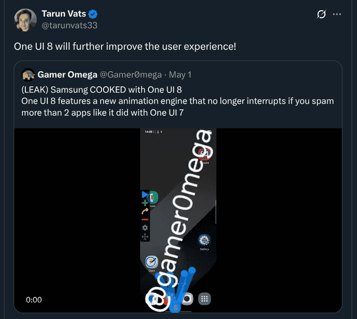 One UI 8 New Animation Engine - X Post