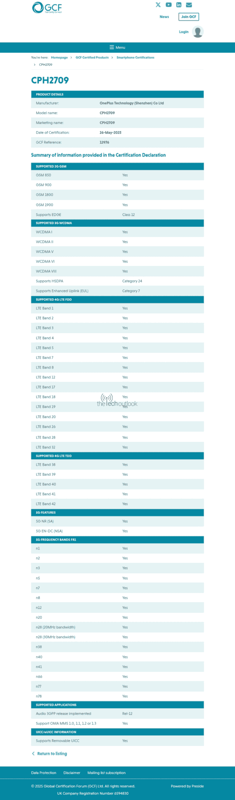OnePlus Nord 5 (CPH2709) - GCF Certification