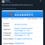 Redmi K80 Ultra - MIIT Certification