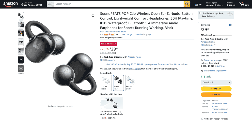 SoundPEATS POP Clip - Amazon Listing