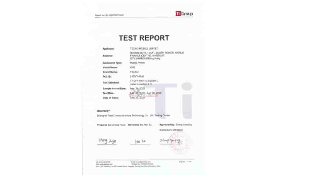 Tecno Spark 40 Pro - FCC Certification (2)