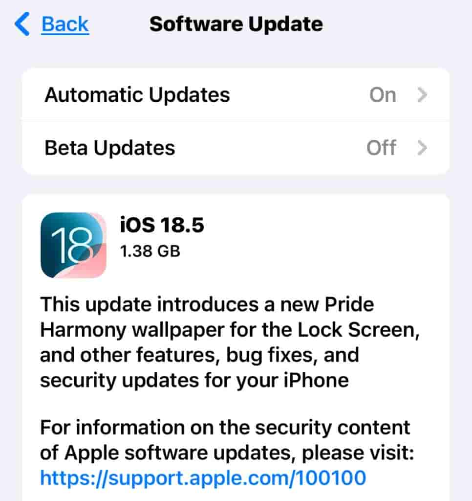 iOS 18.5 - Update