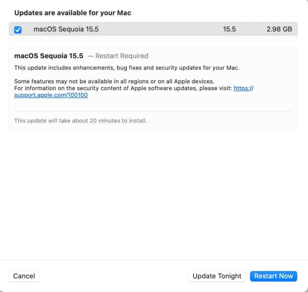 macOS Sequoia 15.5 - Update