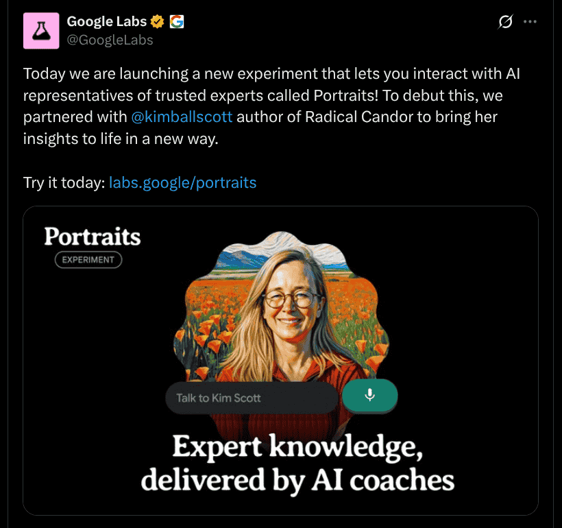 Google Labs Portraits (Talk to Kim Scott) - X Post